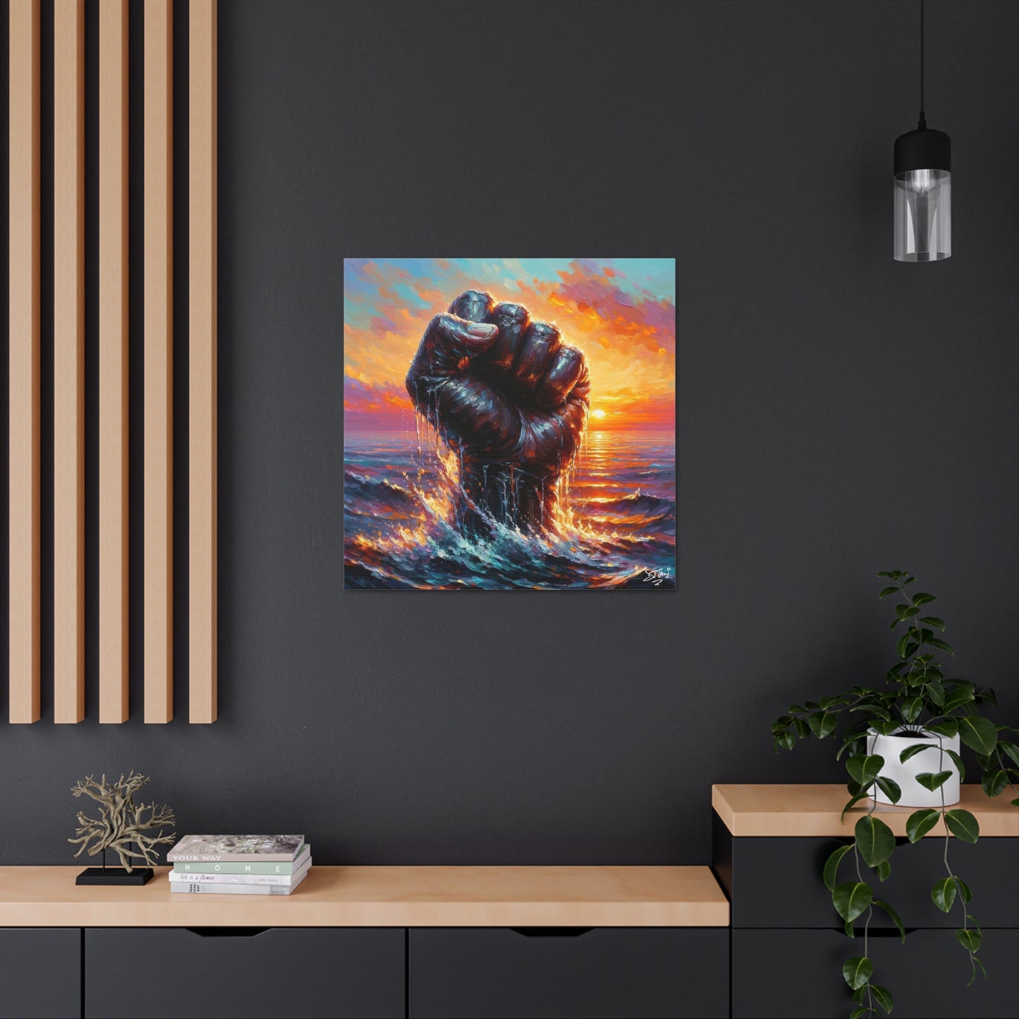 Art Print, Afro-Caribbean Man, Oil Finish, Unity, One Love, Semi-Abstract, Canvas Gallery Wrap