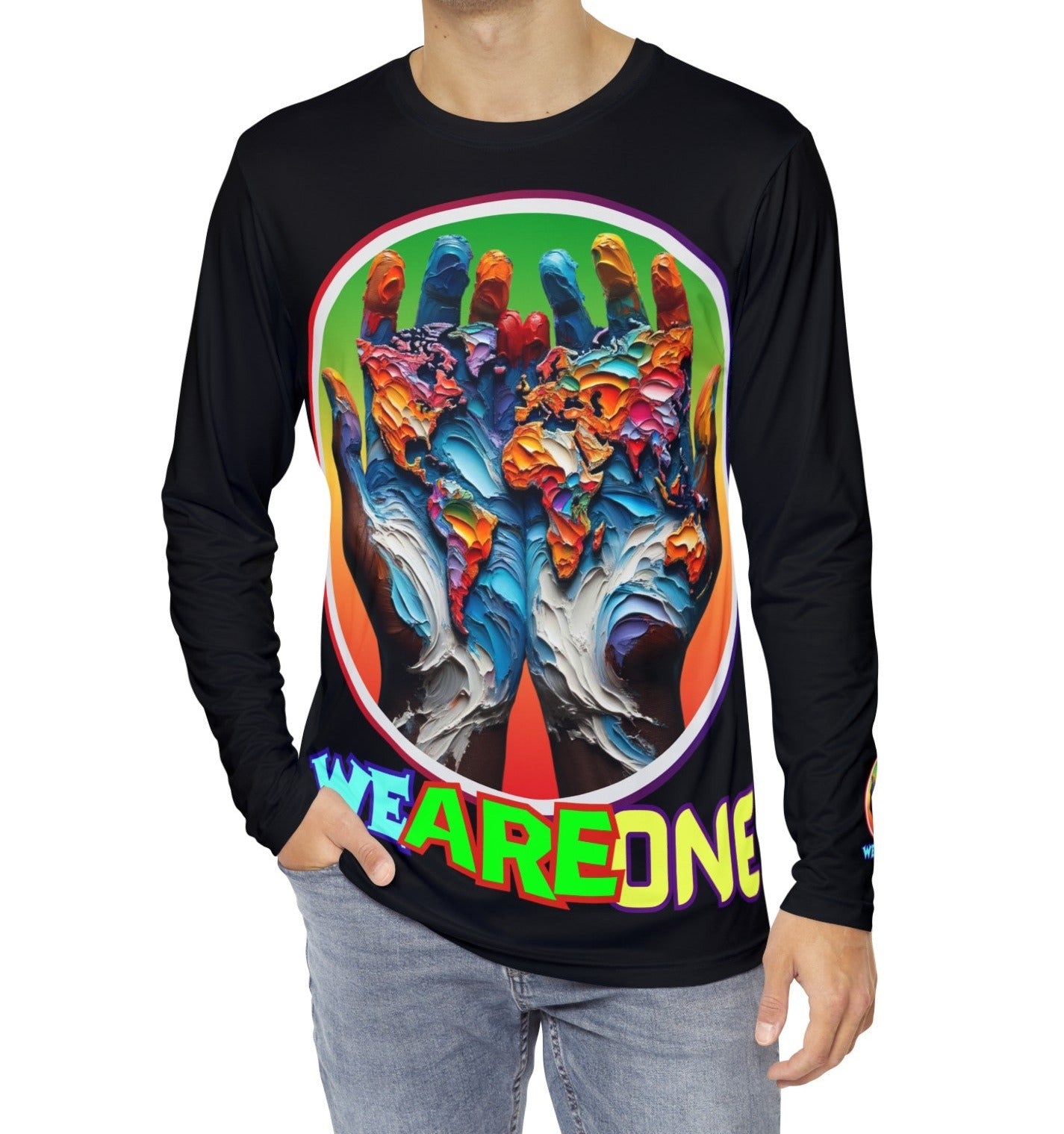 Men's Brushed Polyester Long Sleeve Shirt (AOP) "We Are One"