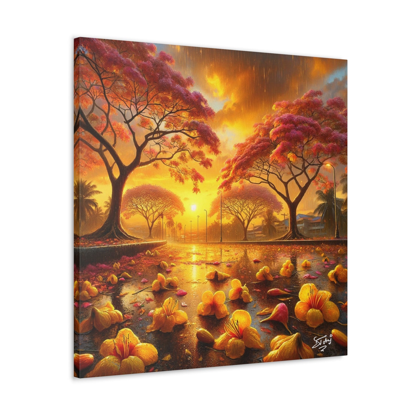 Print#3 of Poui Trees, Rainy Sunset in the Caribbean, Canvas Gallery Wraps