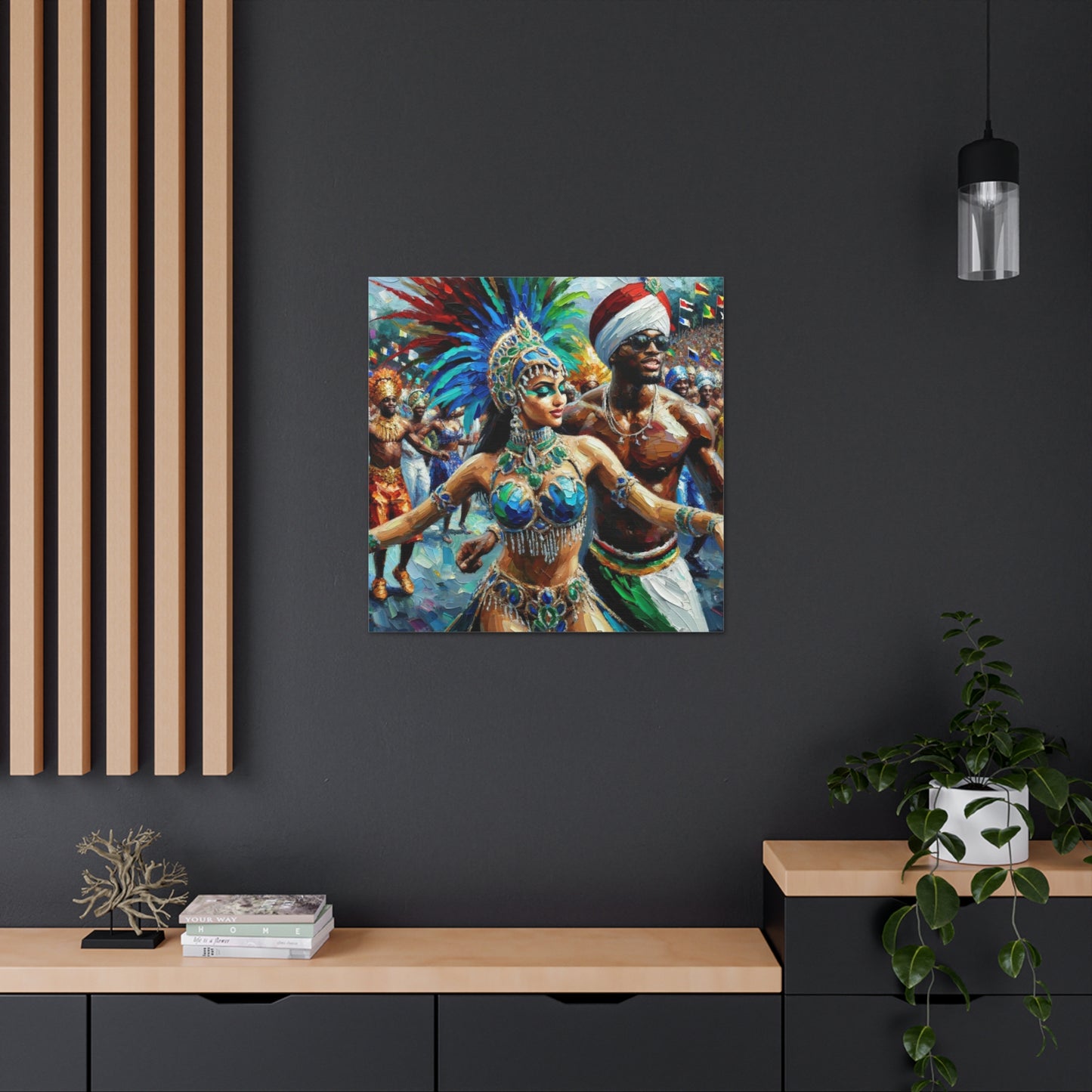 Art Print, Trini Masqueraders#3, Carnival, Oil Finish, West Indian Ethnicity, Cultural, Heritage, Indo & Afro Caribbean, Canvas Gallery Wrap