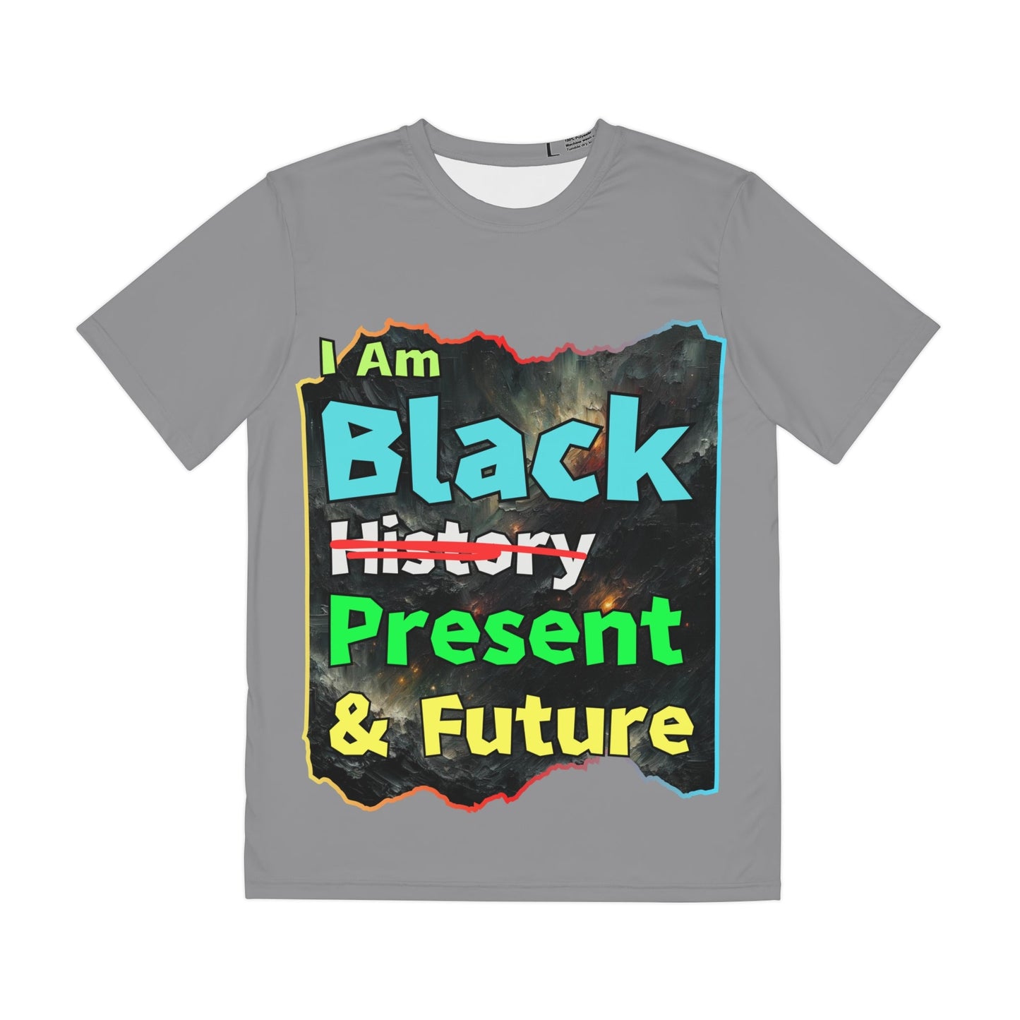 Men's Brushed Polyester Short Sleeve Tee (AOP), "I Am Black Present & Future"