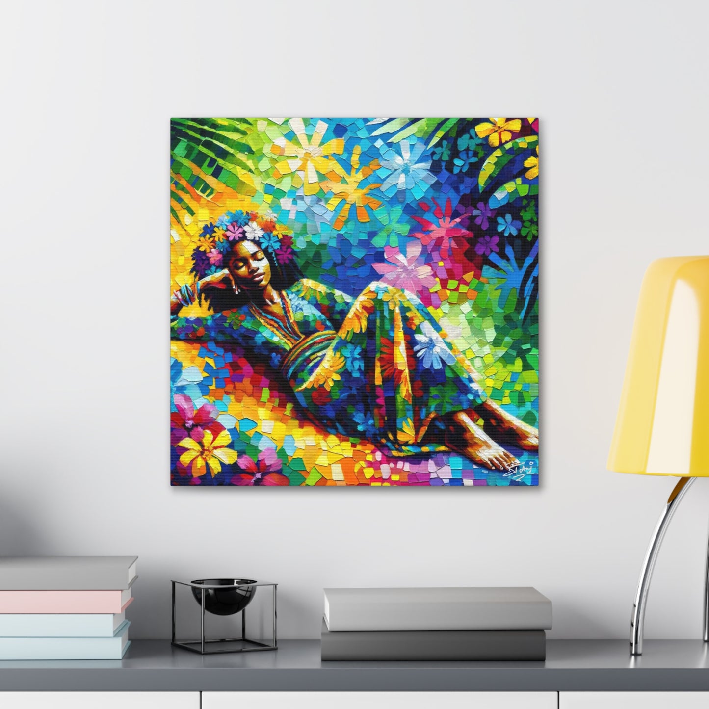 Art Print, Afro-Caribbean Woman, Oil Finish, West Indian Ethnicity, Cultural, Heritage, Semi-Abstract, Canvas Gallery Wrap