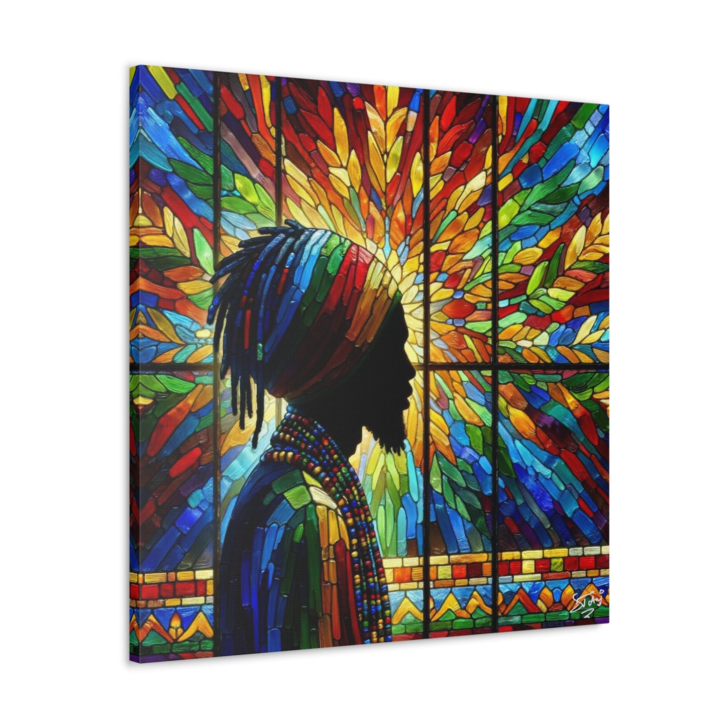 Art Print, Dreadlocks-Caribbean Man, Silhouette, Oil Finish, West Indian Ethnicity, Cultural, Heritage, Semi-Abstract, Canvas Gallery Wrap