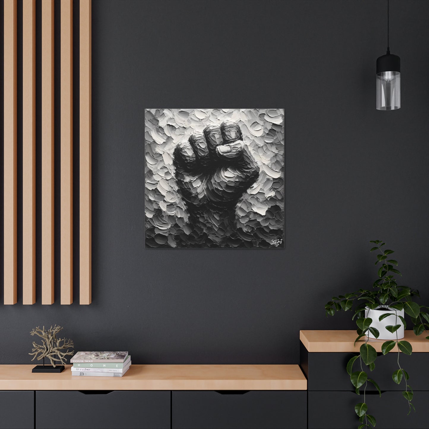 Art Print, Black Hand, Black Power, Oil Finish, Unity, One Love, Semi-Abstract, Canvas Gallery Wrap