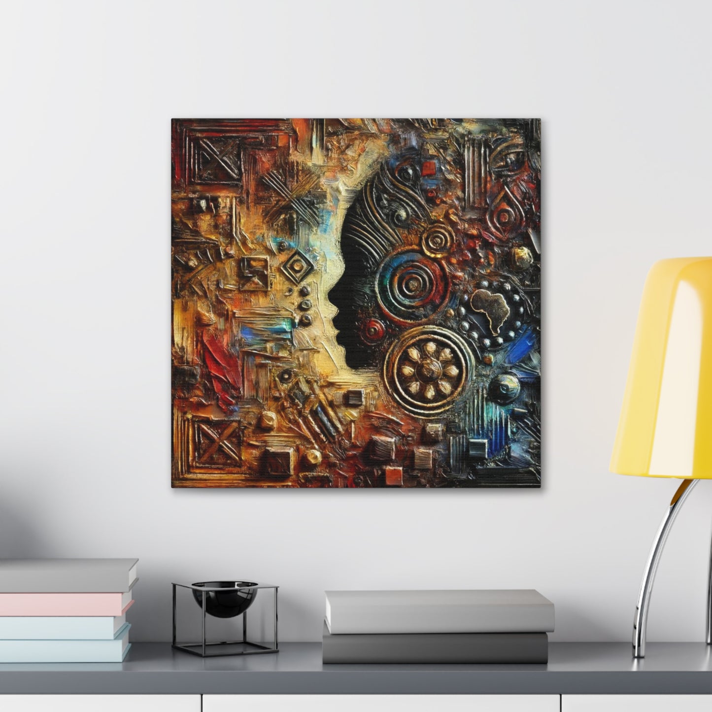 Art Print, African Print, Black Power, African Mask, Abstract Oil Finish, Unity, One Love, Canvas Gallery Wrap