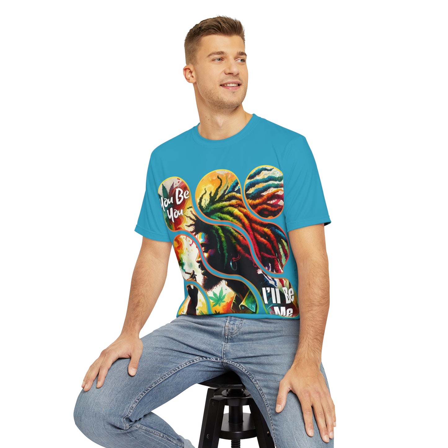 Men's Brushed Polyester Short Sleeve Tee (AOP), "You Be You, I'll Be Me"