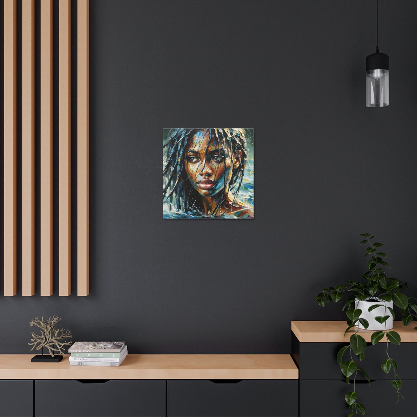 Art Print#10 of Trini Woman - Chilling in the Caribbean Sea, Oil Finish, West Indian Ethnicity, Cultural, Heritage Art, Canvas Gallery Wraps