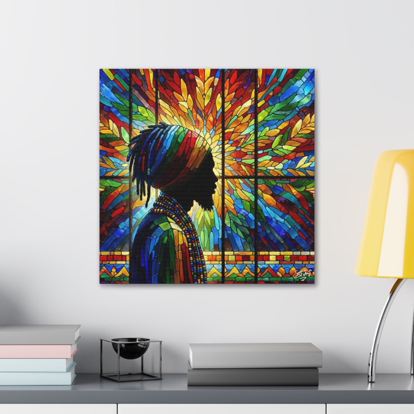 Art Print, Dreadlocks-Caribbean Man, Silhouette, Oil Finish, West Indian Ethnicity, Cultural, Heritage, Semi-Abstract, Canvas Gallery Wrap