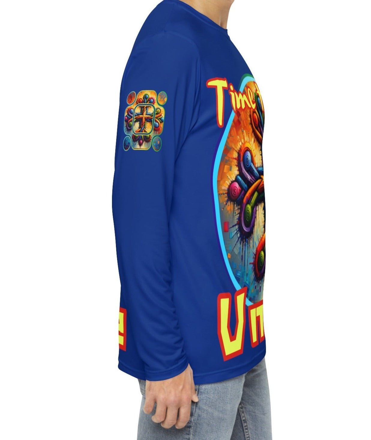 Men's Brushed Polyester Long Sleeve Shirt (AOP) "Time To Unite"