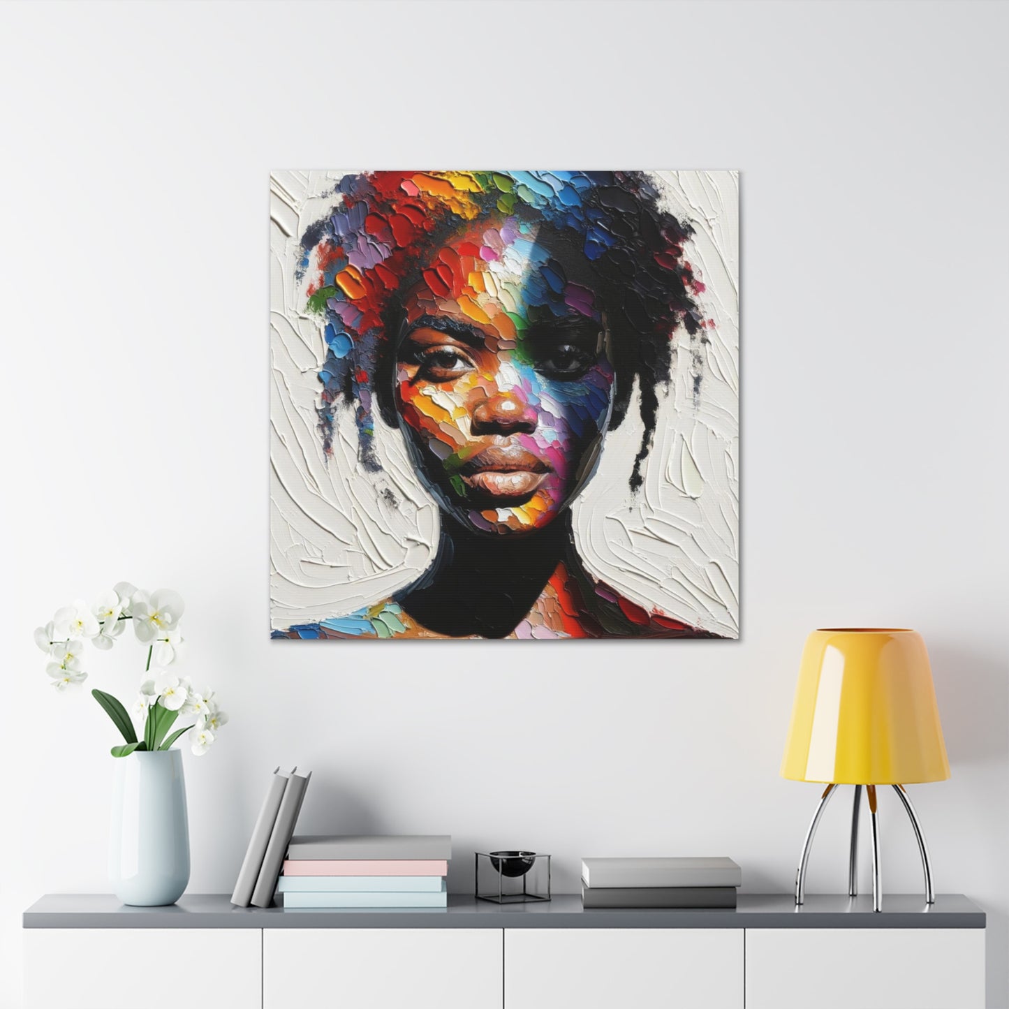 Art Print, Afro-Caribbean Woman, Oil Finish, West Indian Ethnicity, Cultural, Heritage, Semi-Abstract, Canvas Gallery Wrap