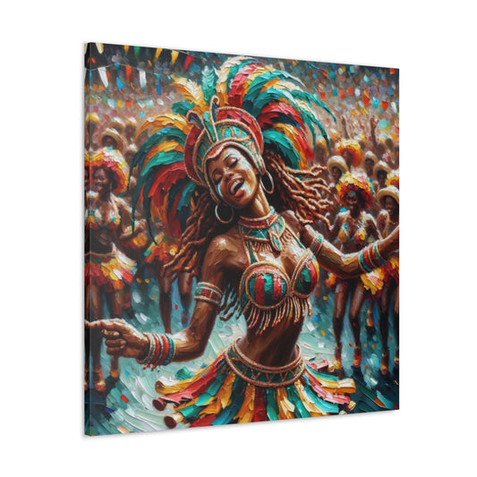 Art Print#4 of Trini Masquerader, Carnival, Oil Finish, West Indian Ethnicity, Cultural, Heritage, Art, Black Woman, Canvas Gallery Wraps