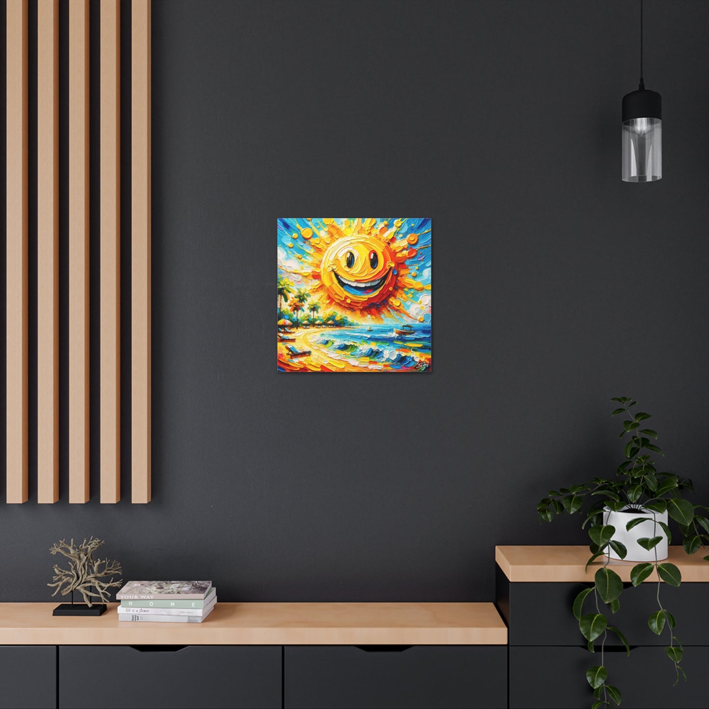 Art Print of Caribbean "Sunny Day" Beach Scene, Oil Painting, West Indian Art, Canvas Gallery Wraps