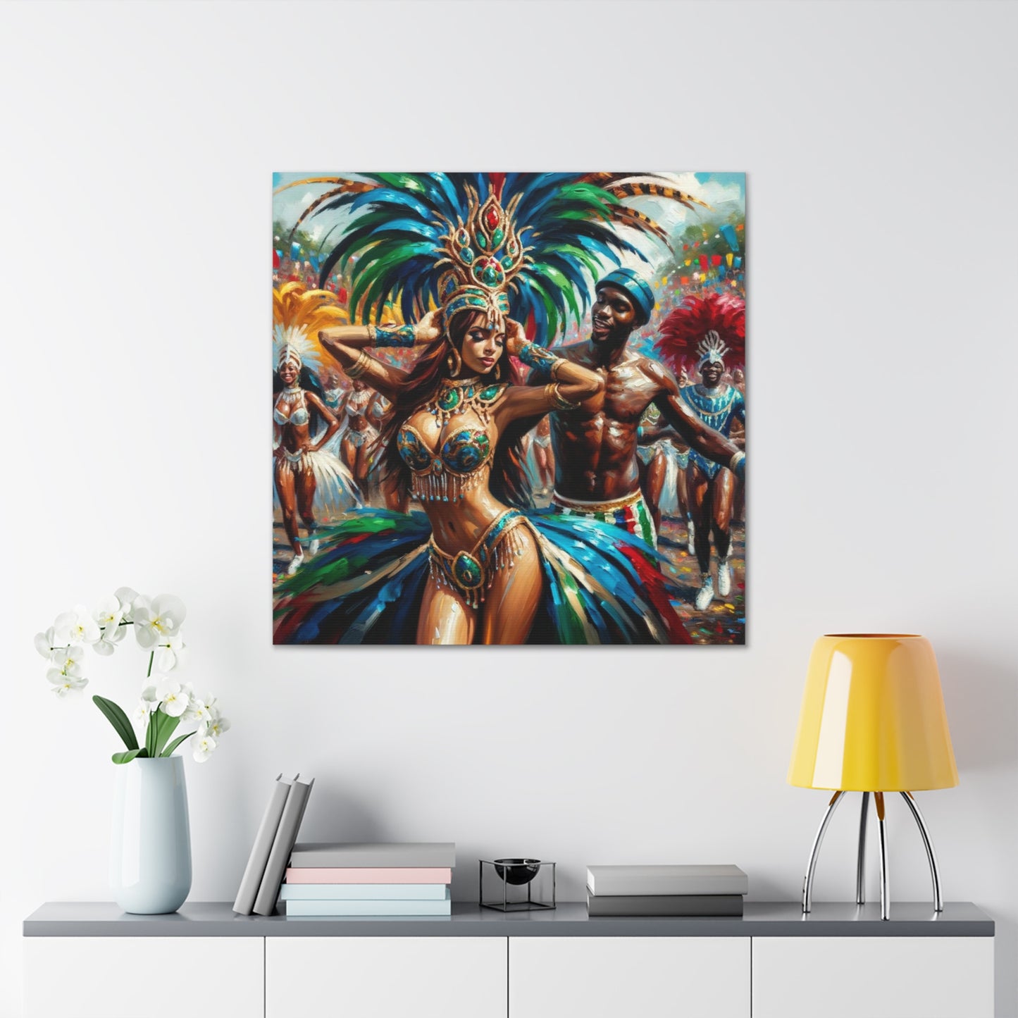 Art Print, Trini Masqueraders, Carnival, Oil Finish, West Indian Ethnicity, Cultural, Heritage, Indo & Afro Caribbean, Canvas Gallery Wraps