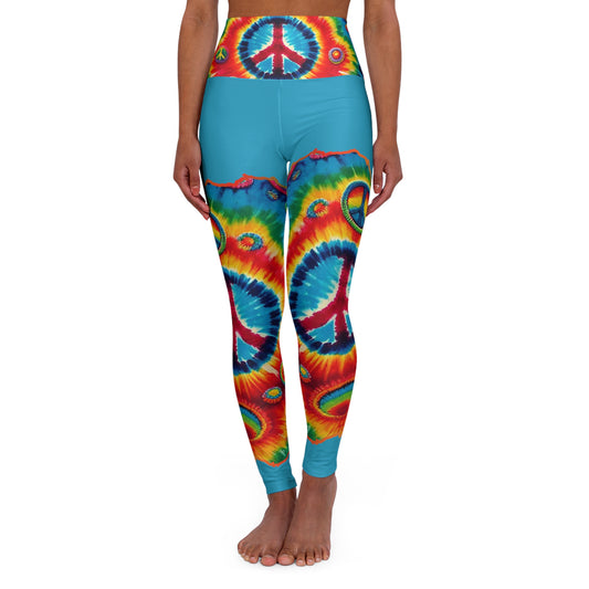 High Waisted Yoga Leggings (AOP) Abstract "Peace" Print