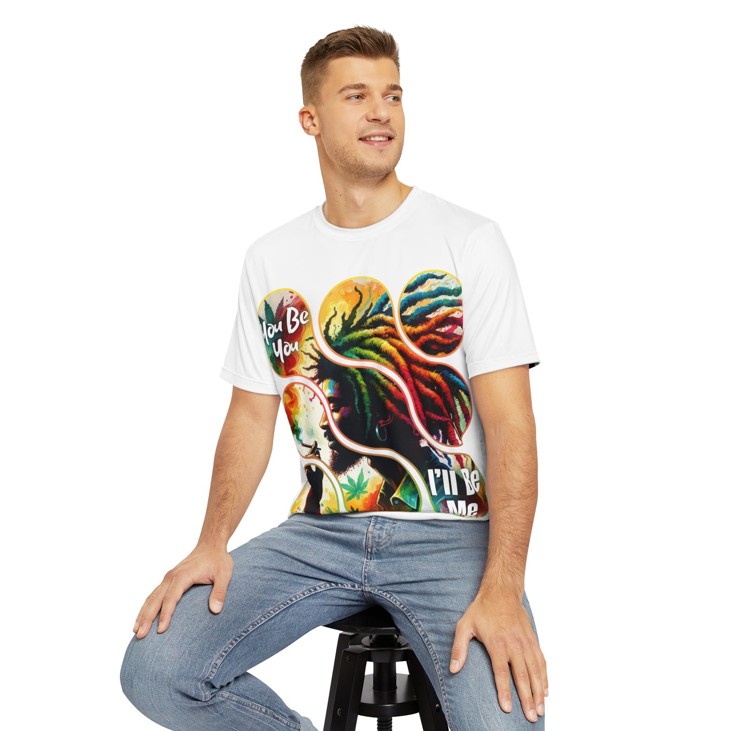 Men's Brushed Polyester Short Sleeve Tee (AOP), "You Be You, I'll Be Me"