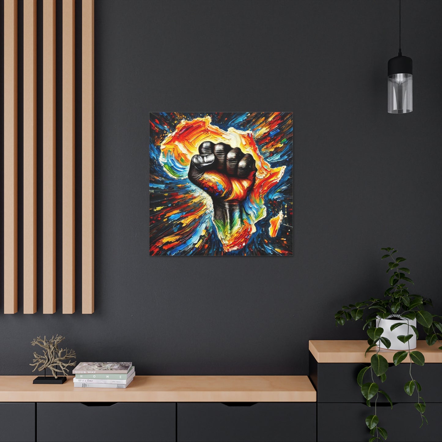 Art Print, "African Unity" Oil Finish, Abstract, One Love, West Indian Ethnicity, Cultural, Heritage, Semi-Abstract, Canvas Gallery Wrap