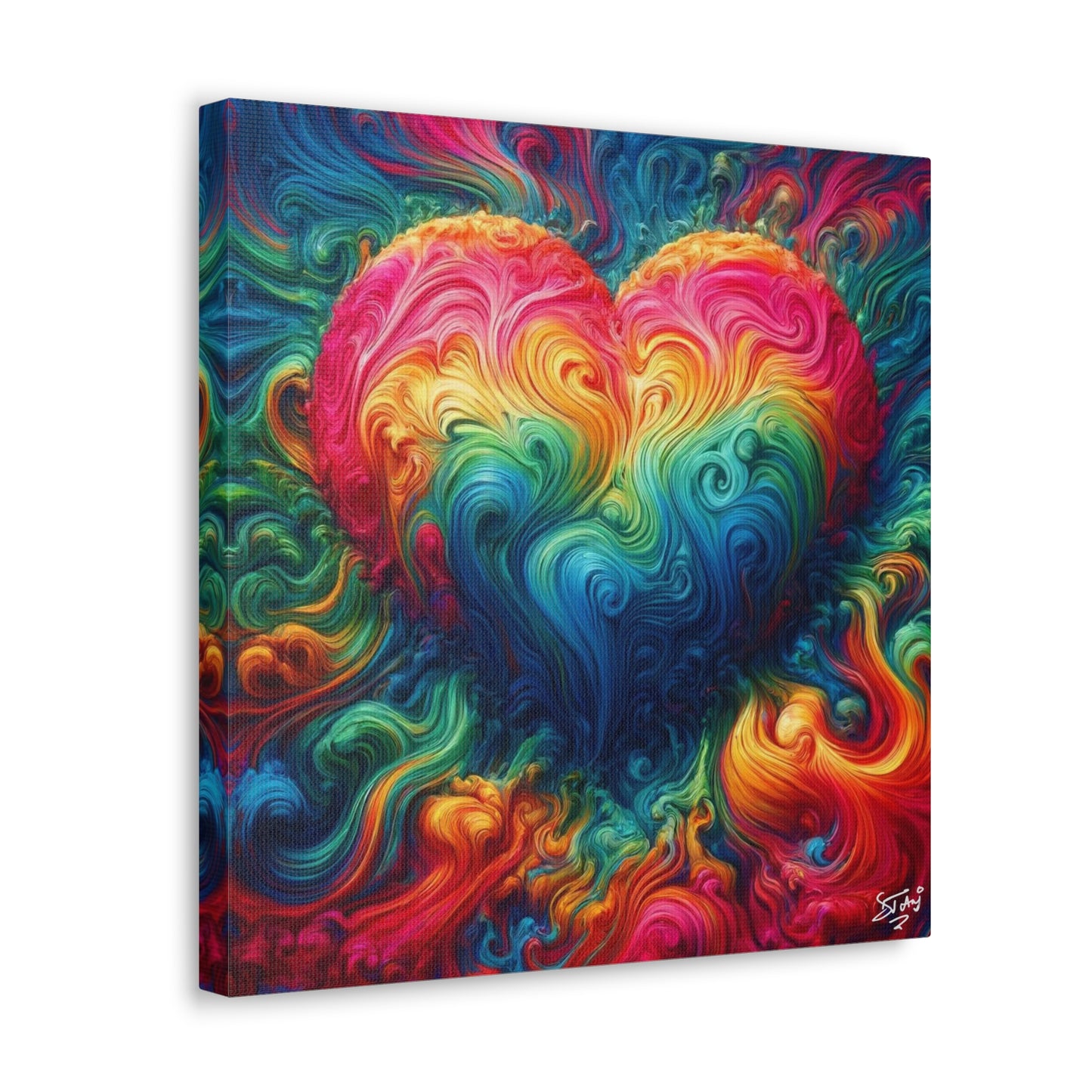 Art Print, "Love," Oil Finish, Unity, Togetherness, One Love, Semi-Abstract, Canvas Gallery Wrap