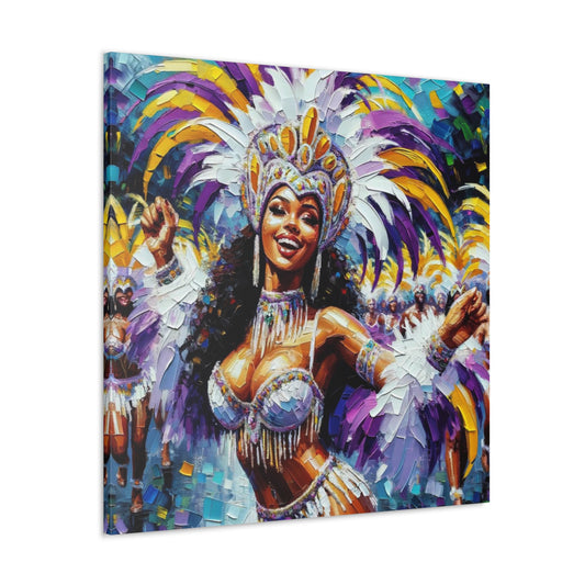 Art Print#9 of Trini Masquerader, Carnival, Oil Finish, West Indian Ethnicity, Cultural, Heritage, Art, Black Woman, Canvas Gallery Wraps