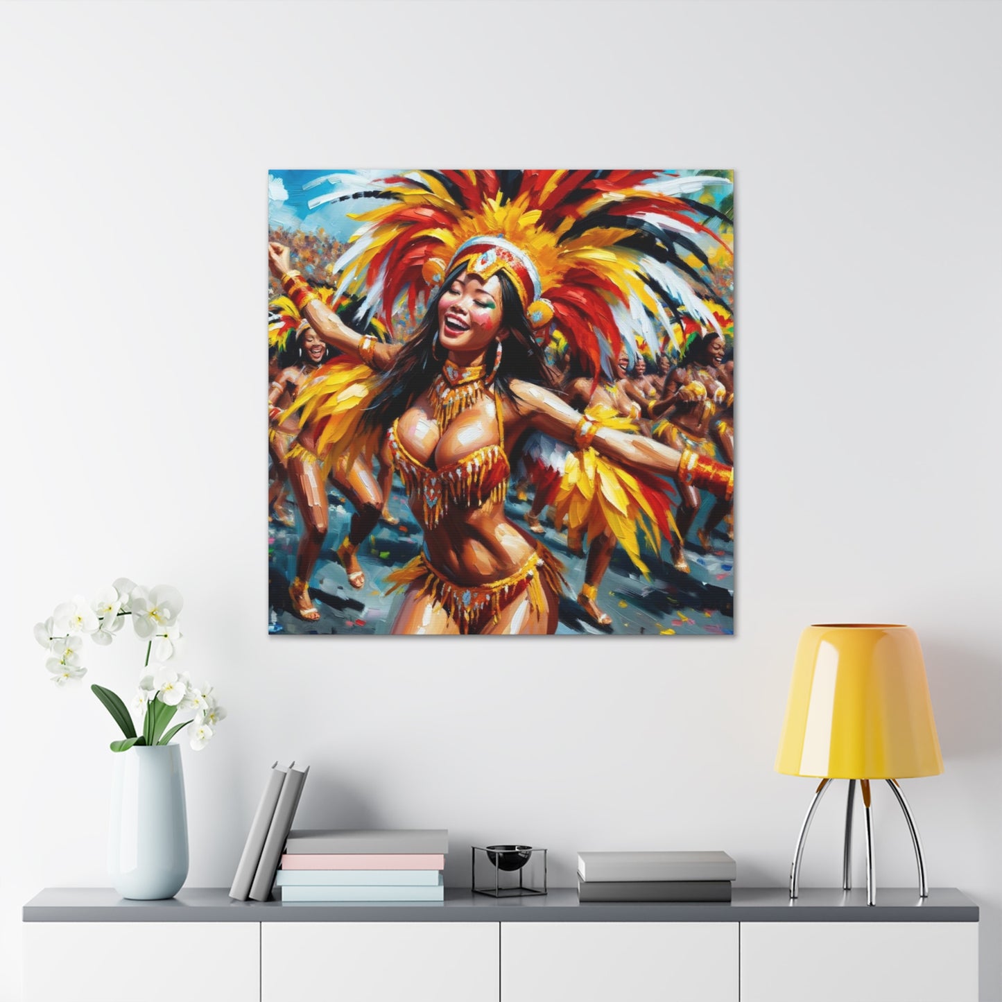 Art Print#7 of Trini Masquerader, Carnival, Oil Finish, West Indian Ethnicity, Cultural, Heritage, Art, Black Woman, Canvas Gallery Wraps