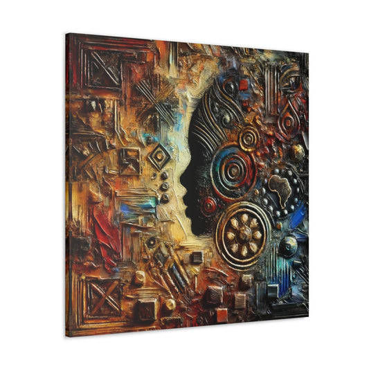 Art Print, African Print, Black Power, African Mask, Abstract Oil Finish, Unity, One Love, Canvas Gallery Wrap