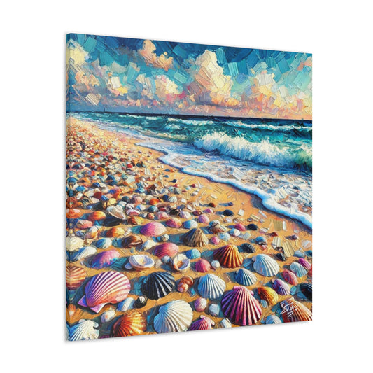 Art Print, Seashells, Caribbean Beach Scene, Abstract, Oil Painting, West Indian Art, Canvas Gallery Wraps