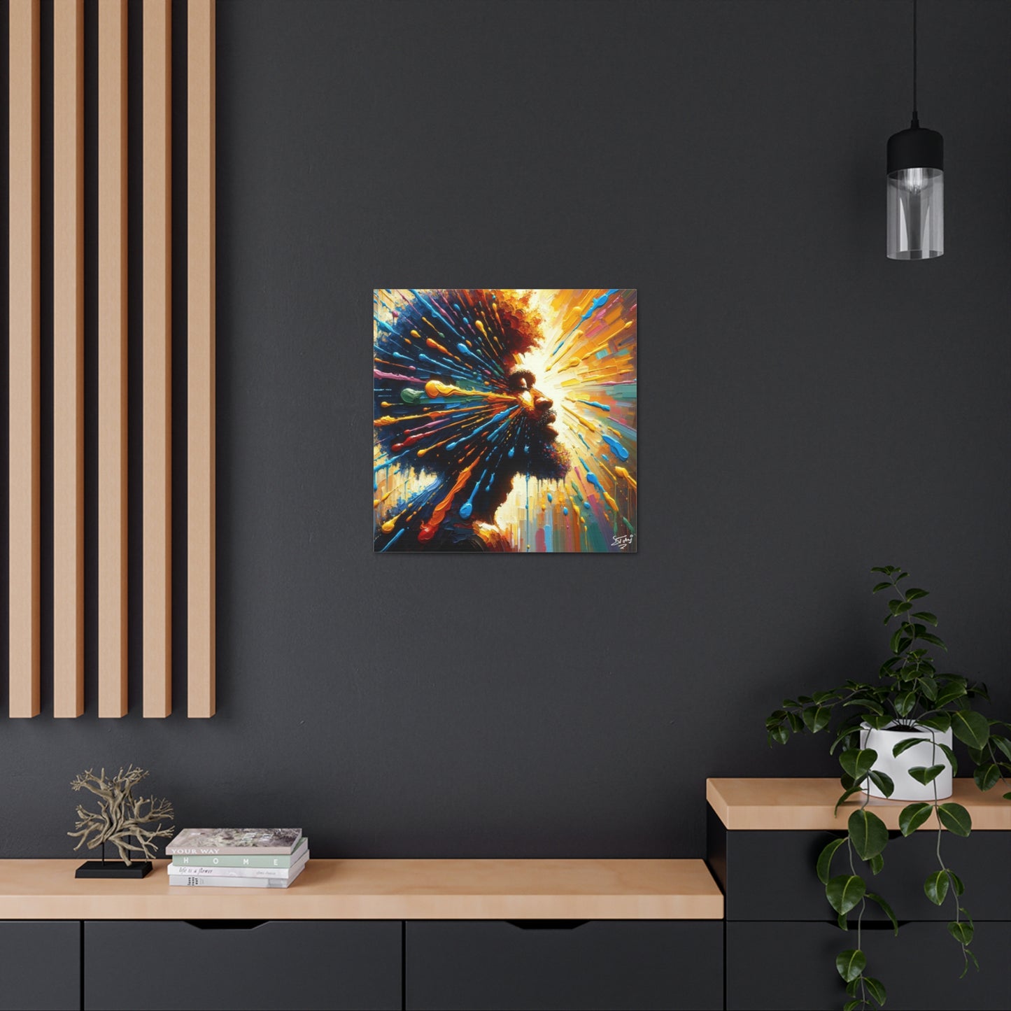 Art Print, Afro-Caribbean Man, "Seeing the Light" Oil Finish, West Indian Ethnicity, Cultural, Heritage, Abstract, Canvas Gallery Wrap