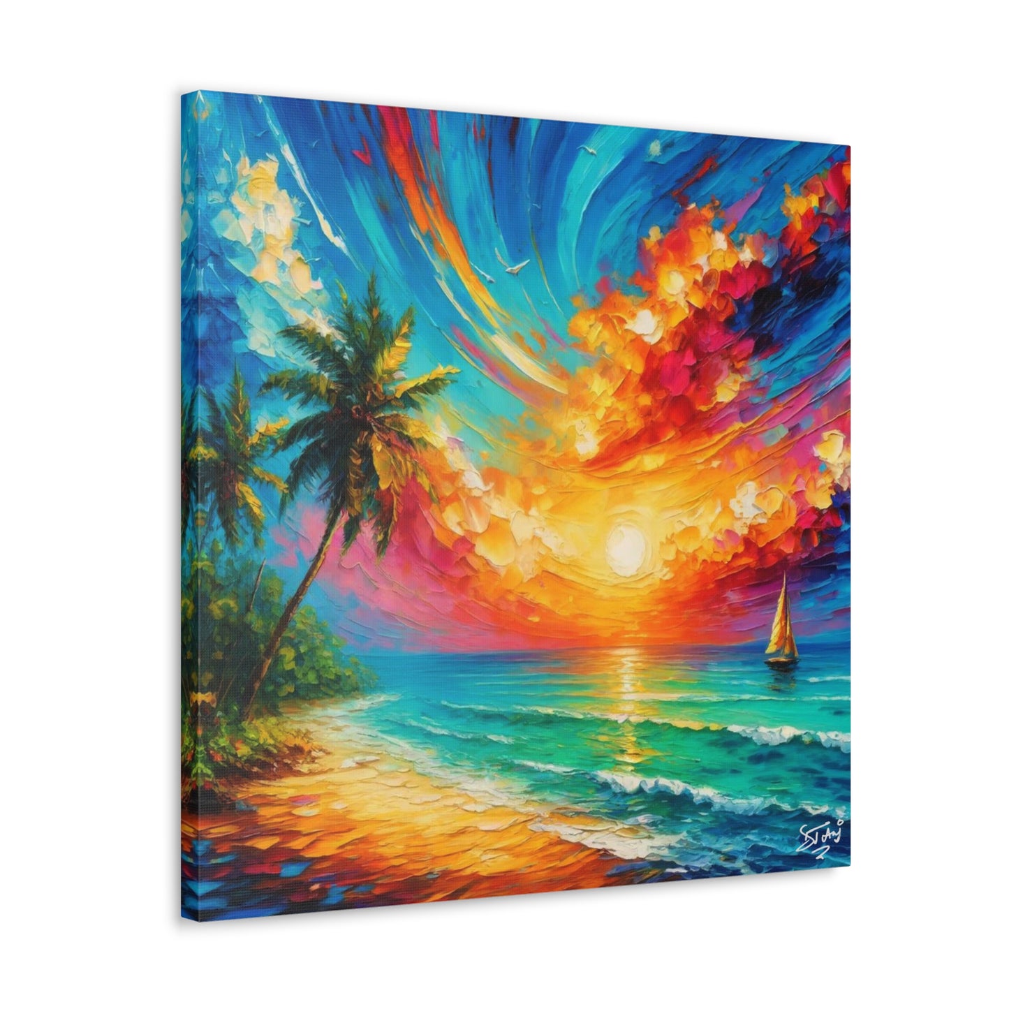 Art Print of Caribbean Beach Scene, Tobago, West Indian Art, Canvas Gallery Wraps