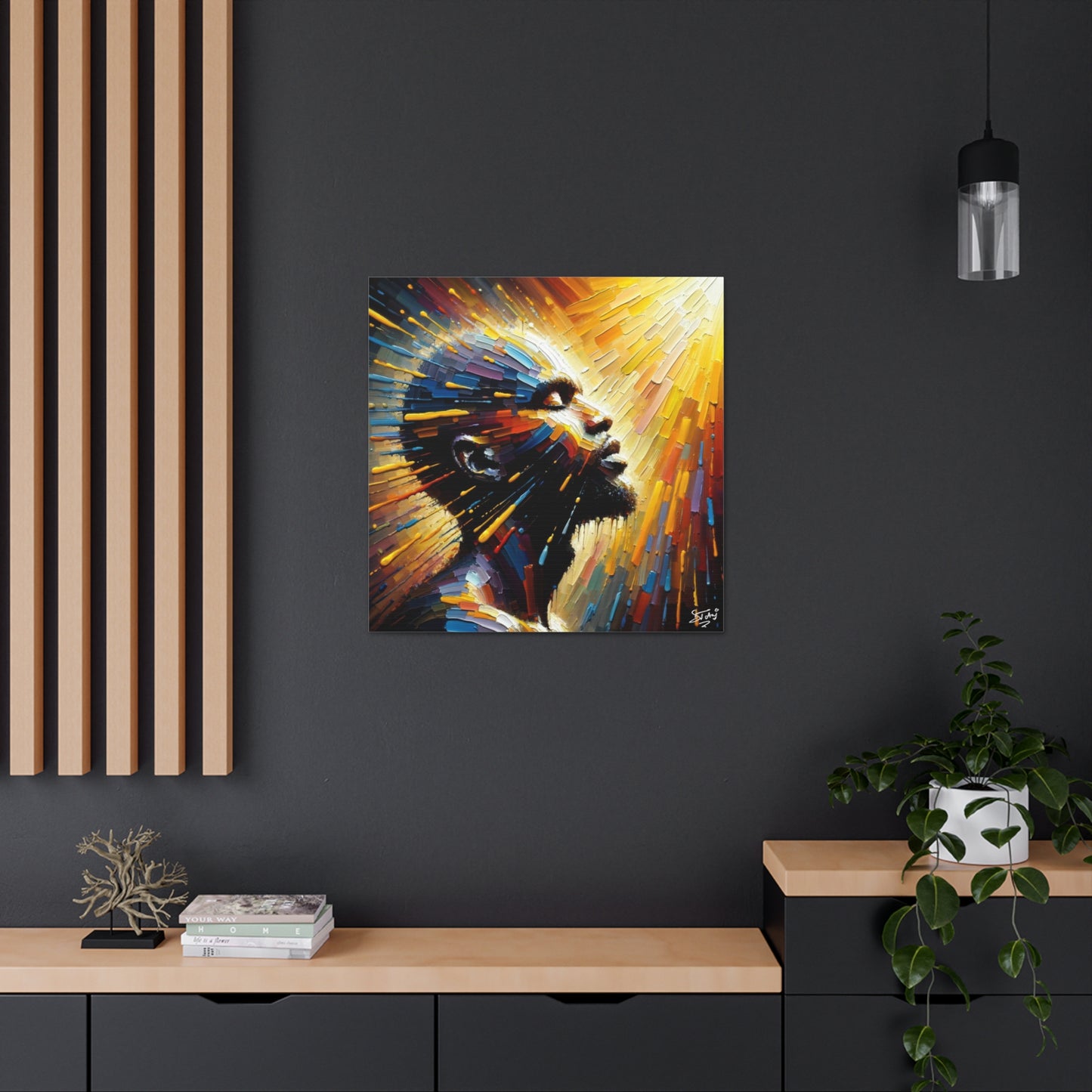 Art Print, Afro-Caribbean Man, "Bright Light" Oil Finish, West Indian Ethnicity, Cultural, Heritage, Abstract, Canvas Gallery Wrap