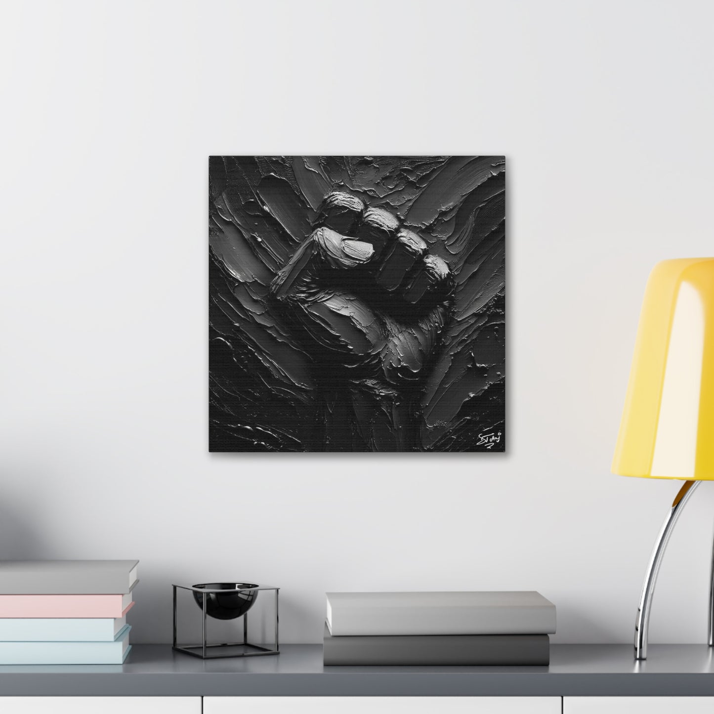 Art Print, Black Hand, Black Power, Oil Finish, Unity, One Love, Semi-Abstract, Canvas Gallery Wrap