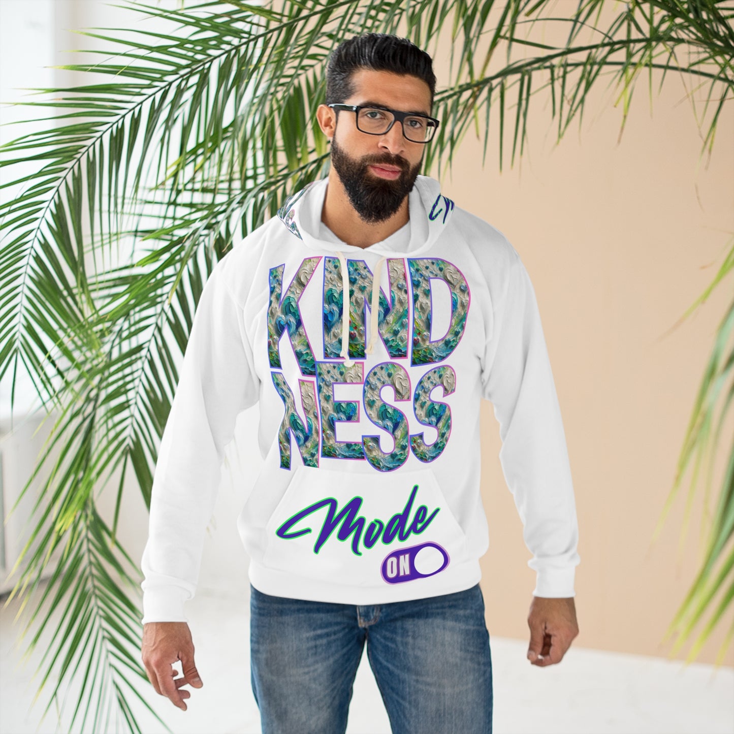 Unisex Pullover Hoodie (AOP) "Kindness Mode On"