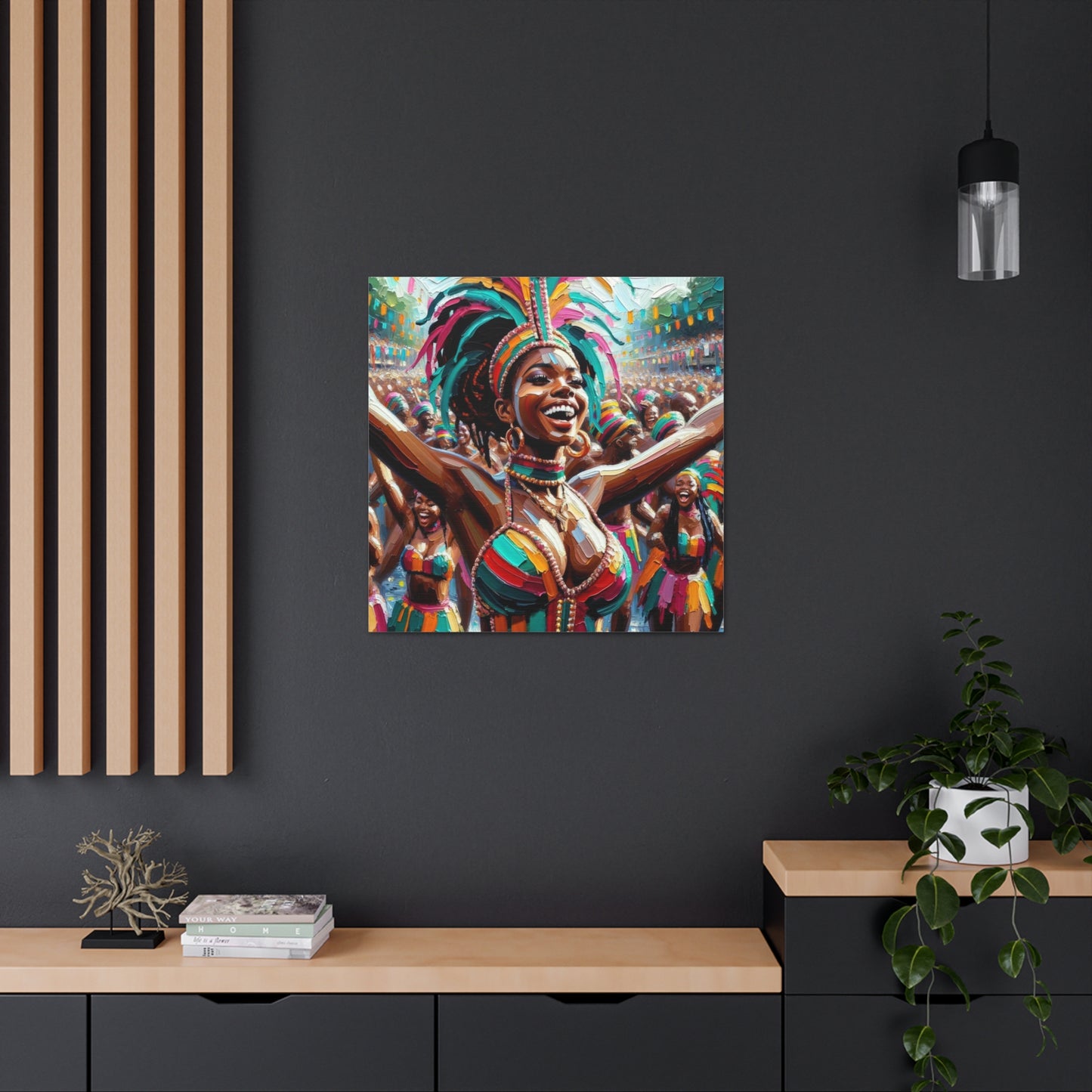 Art Print#2 of Trini Masquerader, Carnival, Oil Finish, West Indian Ethnicity, Cultural, Heritage, Art, Black Woman, Canvas Gallery Wraps