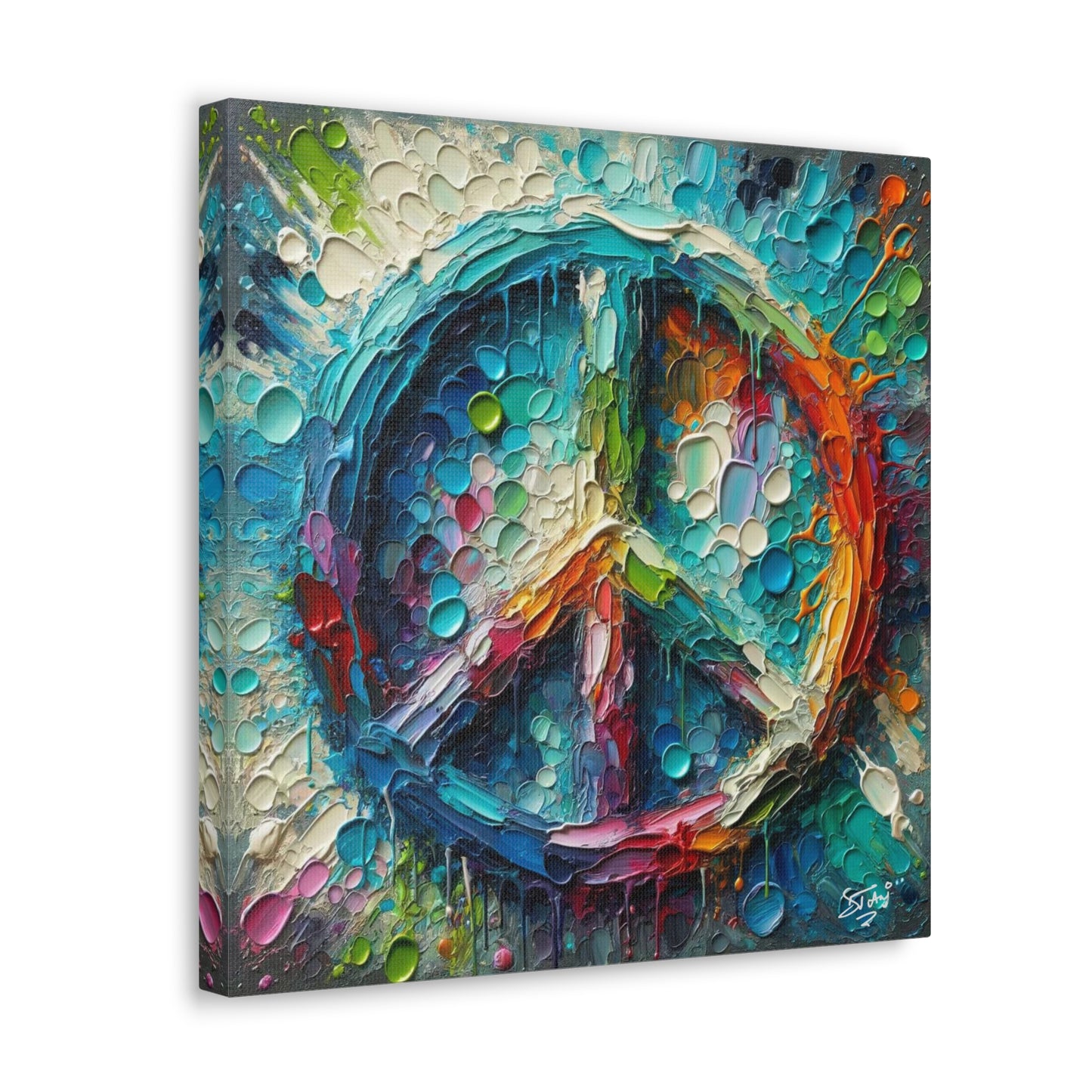 Art Print, "Peace" Oil Finish, Abstract, One Love, West Indian Ethnicity, Cultural, Heritage, Semi-Abstract, Canvas Gallery Wrap