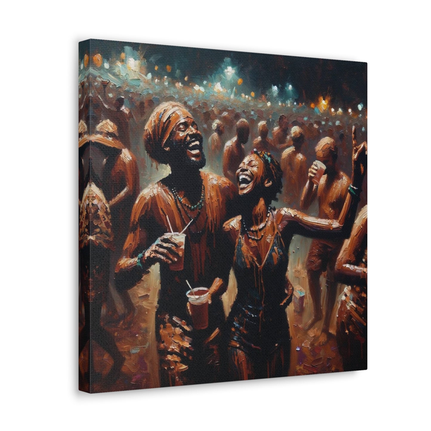 Art Print of Jouvert Morning, Afro-Caribbean Couple#6, Oil Finish, West Indian Ethnicity, Cultural, Heritage, Canvas Gallery Wraps