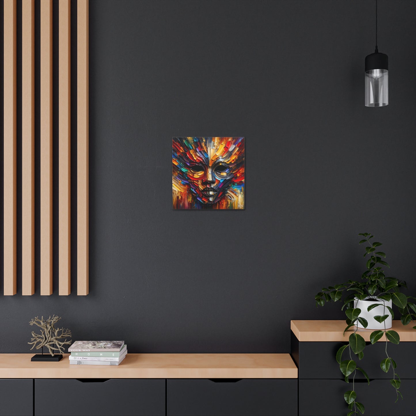 Art Print, Afro-Caribbean Mask, Oil Finish, Carnival,  West Indian Ethnicity, Cultural, Heritage, Semi-Abstract, Canvas Gallery Wrap