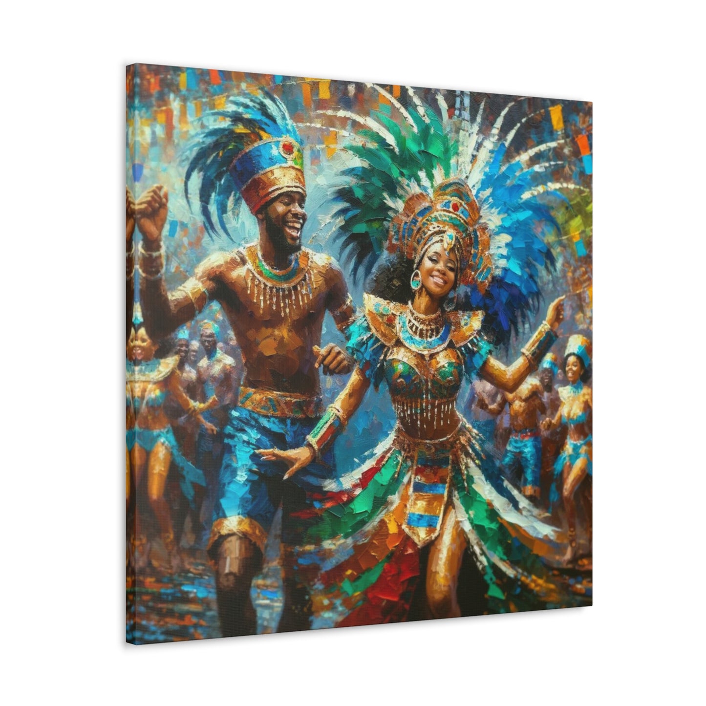 Art Print, Trini Masqueraders#6, Carnival, Oil Finish, West Indian Ethnicity, Cultural, Heritage, Indo & Afro Caribbean, Canvas Gallery Wrap