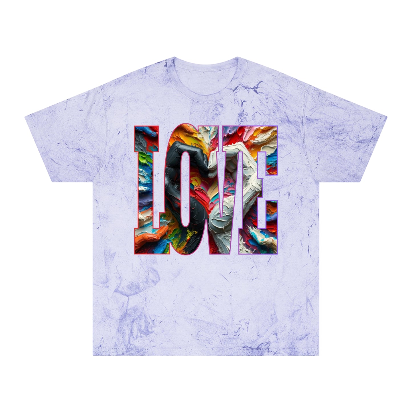 Unisex Color Blast T-Shirt "Love..." One World, Self-Love, Anti-Racism, One Love, Unity, Inclusion, Diversity, Immigrant Outsiders, Cultural Identity, Black Excellence Empowerment Inspiration, FashionWithPurpose, ConsciousClothing