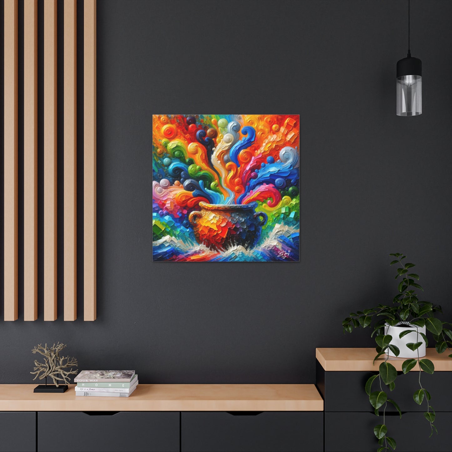 Art Print, Caribbean Melting Pot, Abstract, Oil Finish, Unity, One Love, Semi-Abstract, Canvas Gallery Wrap