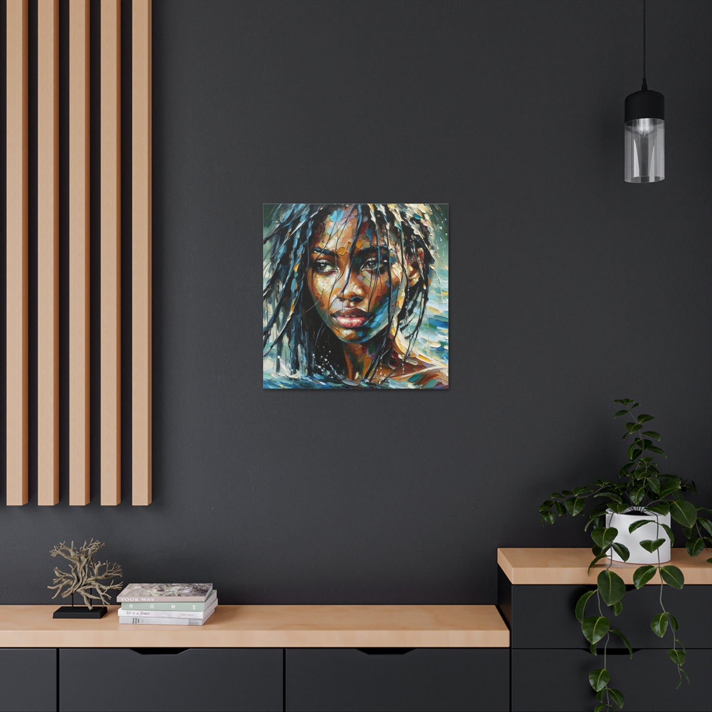 Art Print#10 of Trini Woman - Chilling in the Caribbean Sea, Oil Finish, West Indian Ethnicity, Cultural, Heritage Art, Canvas Gallery Wraps