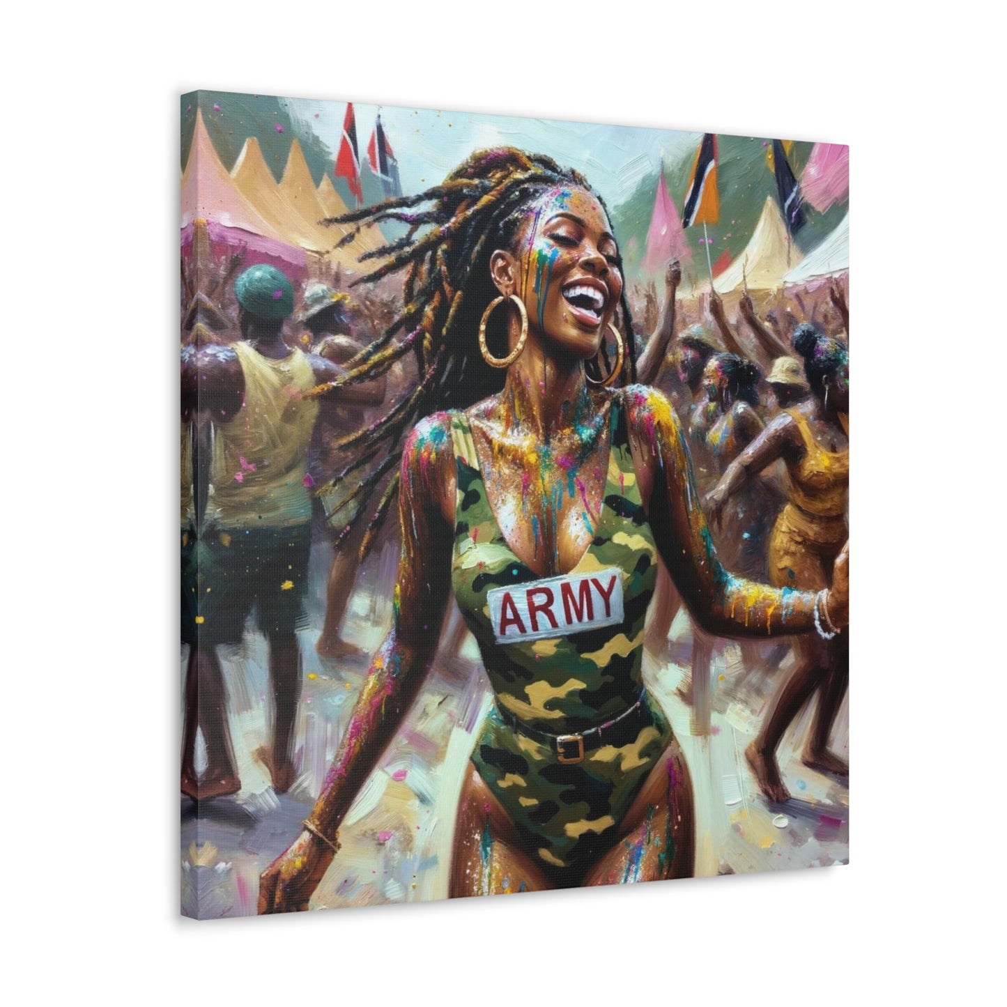 Art Print of Jouvert Morning#2, Afro-Caribbean Woman, Oil Finish, West Indian Ethnicity, Cultural, Heritage, Canvas Gallery Wraps