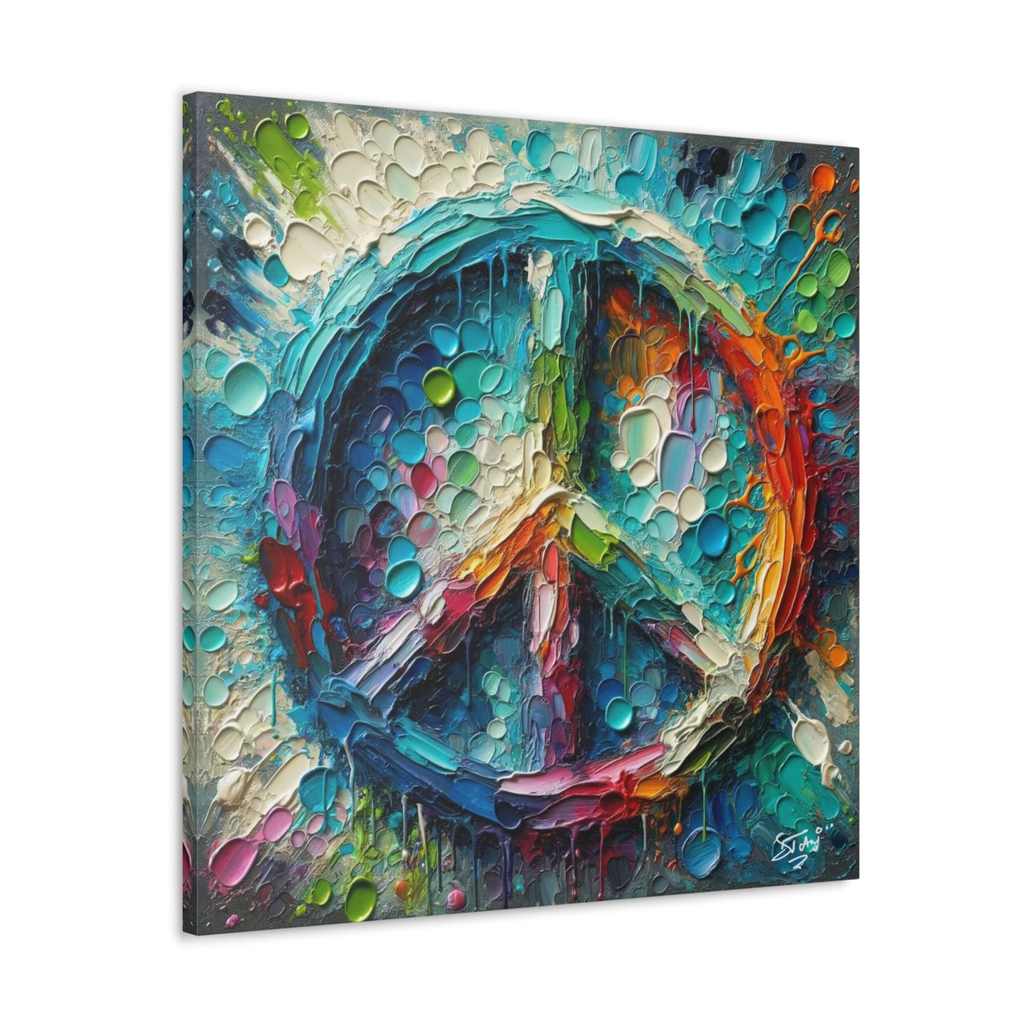 Art Print, "Peace" Oil Finish, Abstract, One Love, West Indian Ethnicity, Cultural, Heritage, Semi-Abstract, Canvas Gallery Wrap