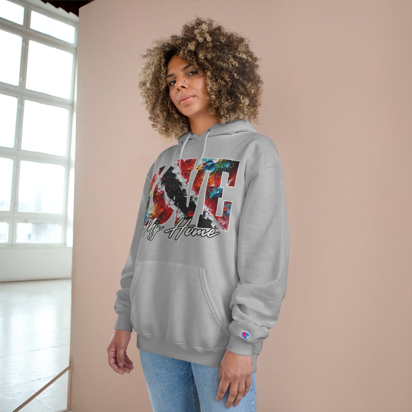 Champion Hoodie, "Love My Home" Inclusion, Anti-Racism, Racial Justice, One Love, Unity, Diversity, Immigrant Outsiders, Trinidad Caribbean Culture, FashionWithPurpose, ConsciousClothing, Cultural Identity, Black Inspiration Empowerment