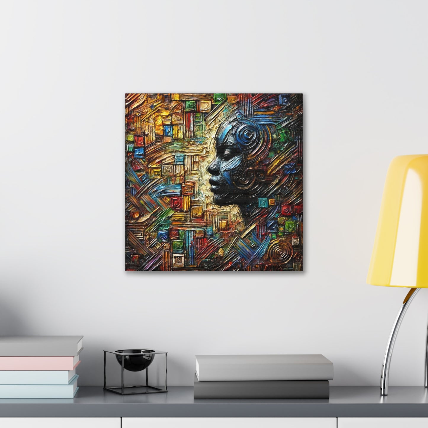 Art Print, African Print, Black Power, Silhouette, Abstract Oil Finish, Unity, One Love, Canvas Gallery Wrap