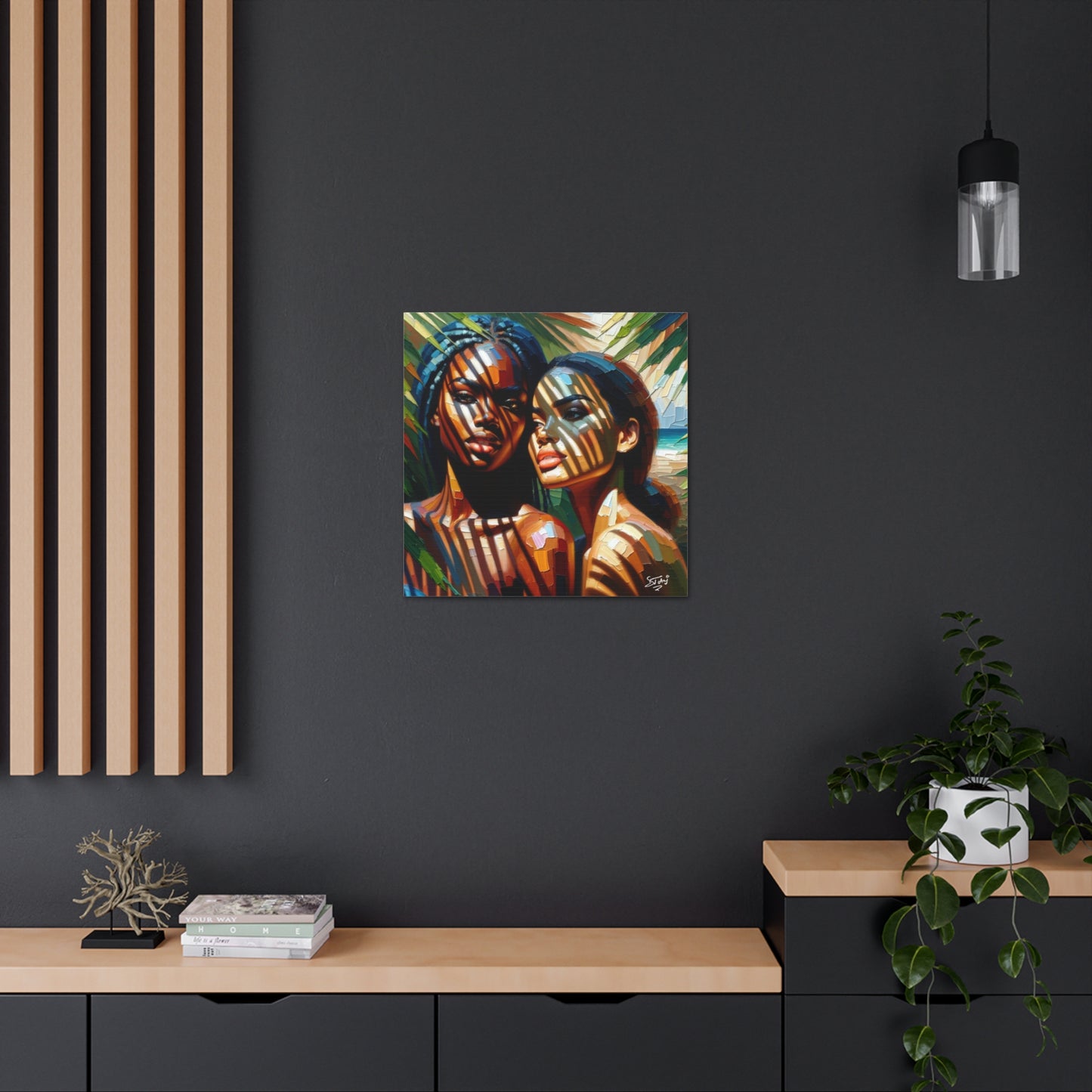 Art Print, Caribbean Women, "In the Shade" Oil Finish, West Indian Ethnicity, Cultural, Heritage, Canvas Gallery Wrap