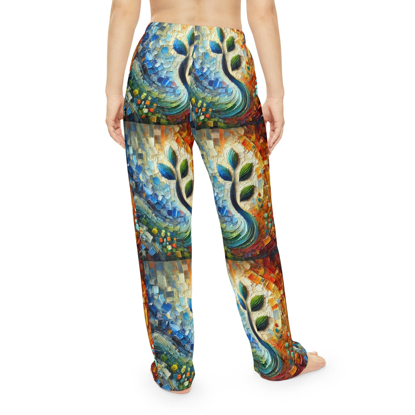 Women's Brushed Polyester Lounge Pants (AOP) Floral Abstract Print