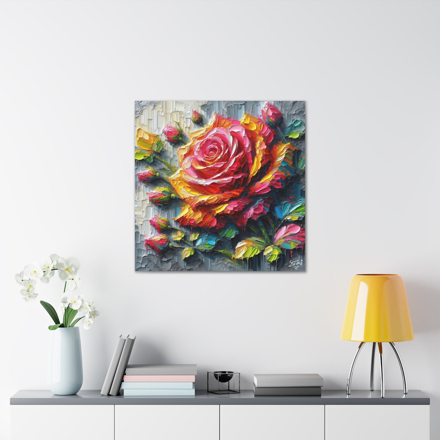 Art Print, Caribbean Flowers, Oil Finish, Caribbean Nature, Cultural, Heritage, Semi-Abstract, Canvas Gallery Wrap