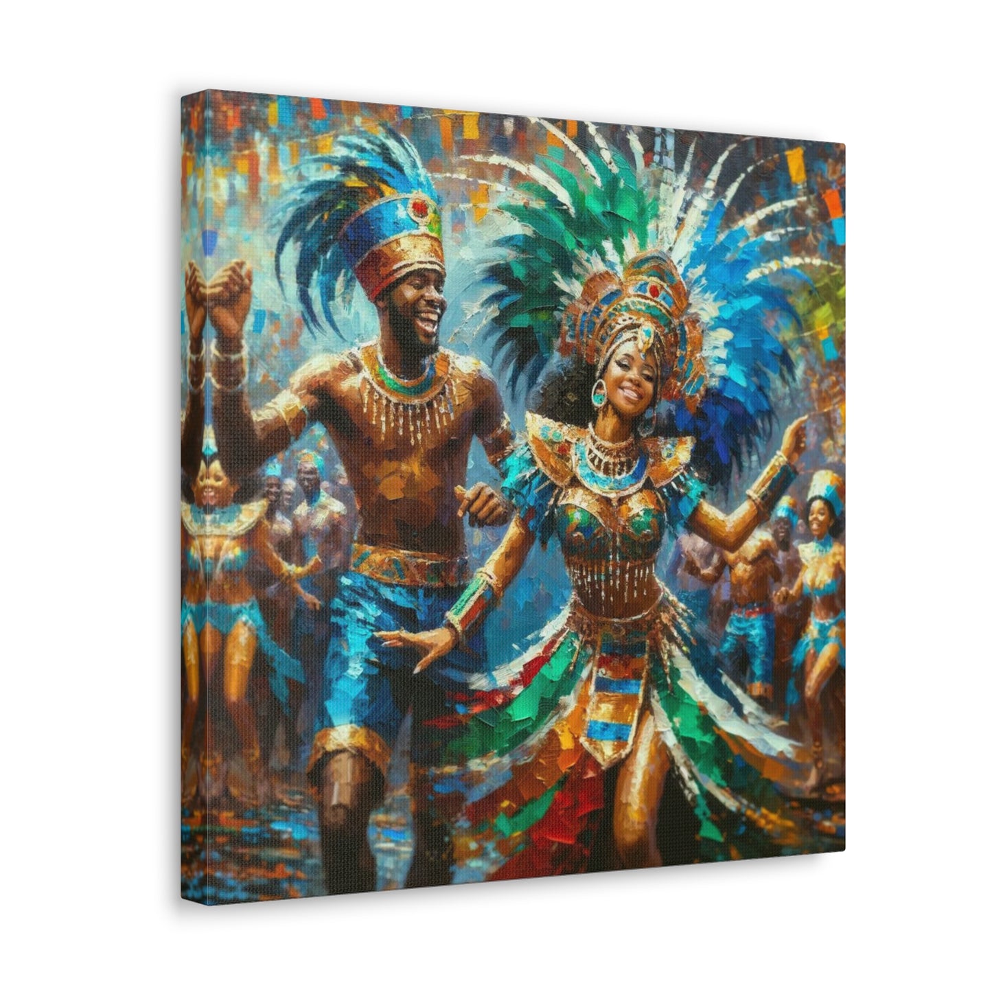 Art Print, Trini Masqueraders#6, Carnival, Oil Finish, West Indian Ethnicity, Cultural, Heritage, Indo & Afro Caribbean, Canvas Gallery Wrap