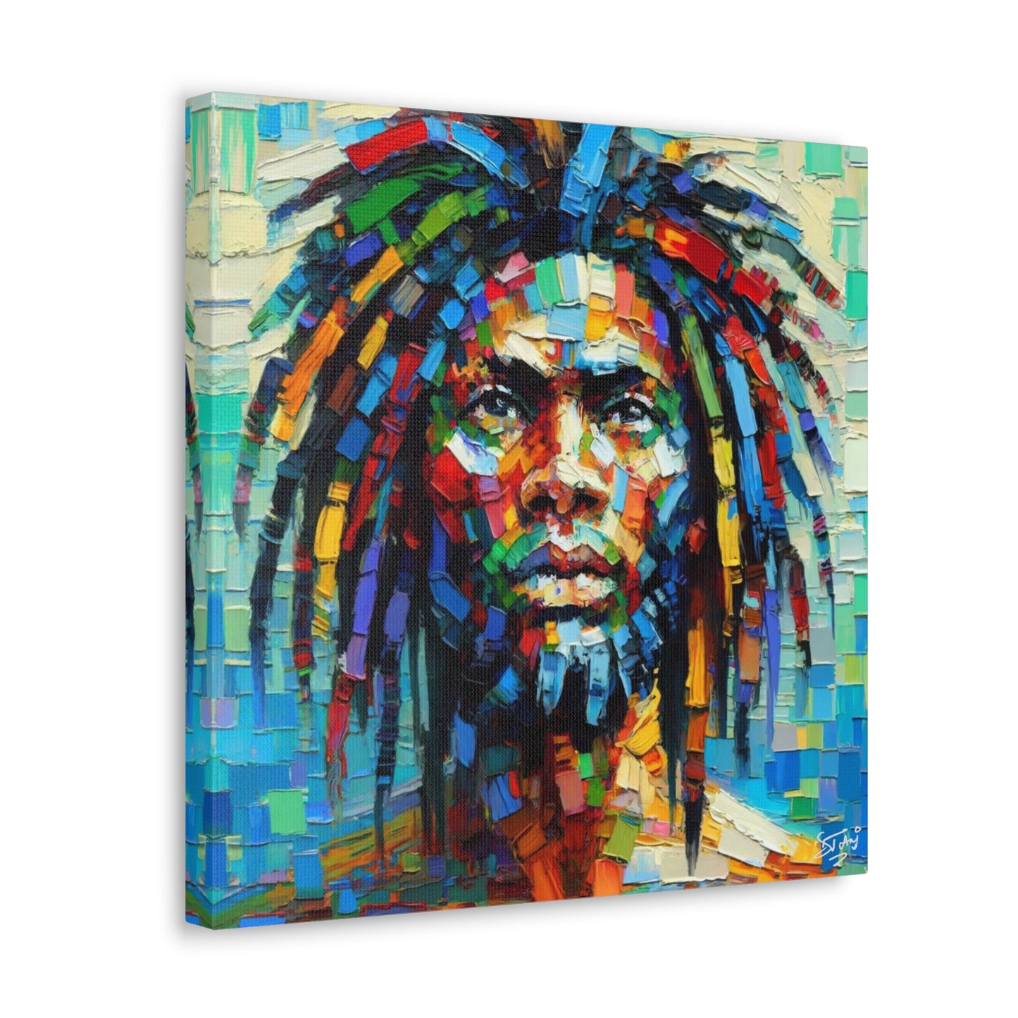 Art Print, "African Man" Oil Finish, West Indian Ethnicity, Cultural, Heritage, Abstract, Canvas Gallery Wrap