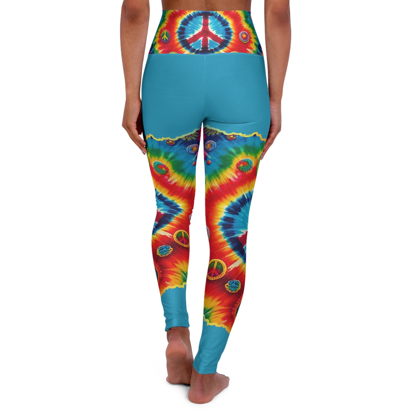 High Waisted Yoga Leggings (AOP) Abstract "Peace" Print