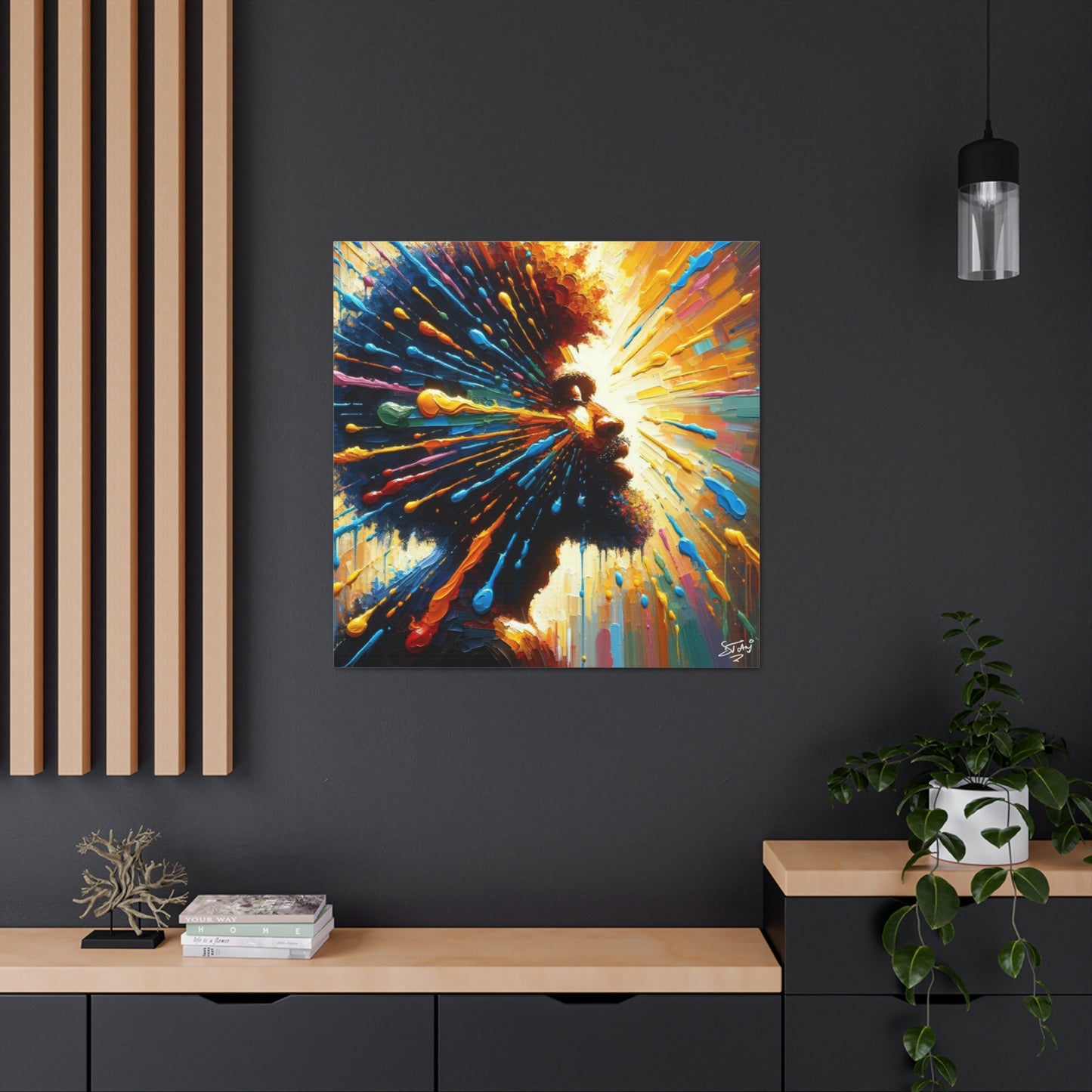 Art Print, Afro-Caribbean Man, "Seeing the Light" Oil Finish, West Indian Ethnicity, Cultural, Heritage, Abstract, Canvas Gallery Wrap