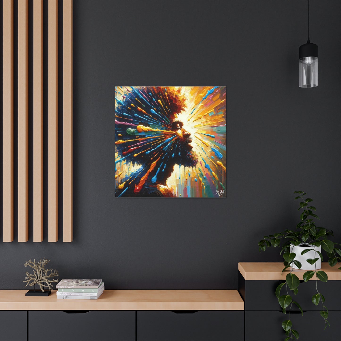 Art Print, Afro-Caribbean Man, "Seeing the Light" Oil Finish, West Indian Ethnicity, Cultural, Heritage, Abstract, Canvas Gallery Wrap